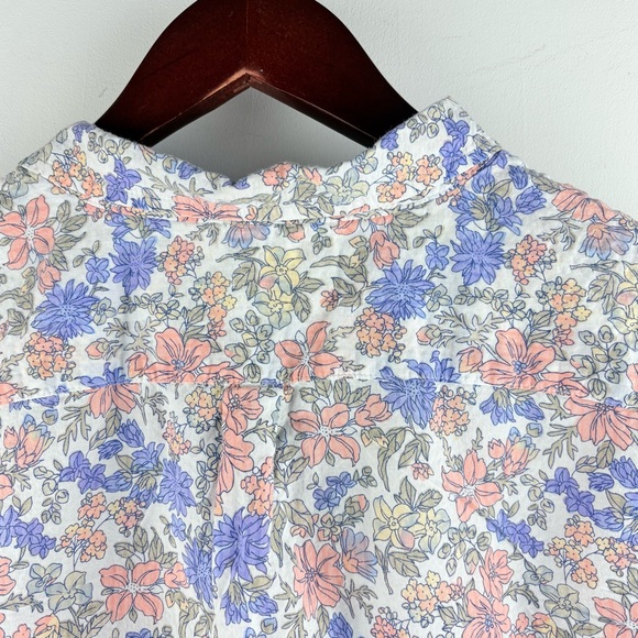 L.L. Bean Womens Multicolor Floral Short Sleeve Button Shirt Blouse Outdoor Sz L - Picture 8 of 8